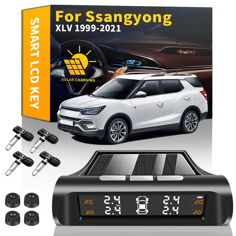 

Car TPMS Tire Pressure Monitoring Solar Power Digital LCD Displa Auto Security Alarm Pressure Sensor For Ssangyong XLV 1999-2021