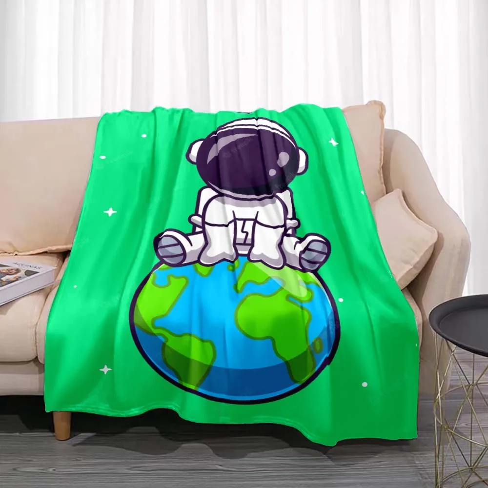 

Cute Little Astronaut Soft Smooth Warm Flannel Throw Blanket Birthday Gifts Foe Kids Teen Home Children Sofa Decor Cartoon Funny