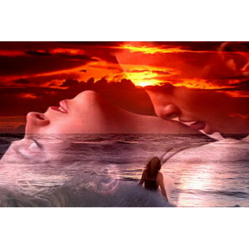 

Алмазная вышивка «Морской Рассвет», вышивка крестиком, романтический поцелуй, свадебное украшение