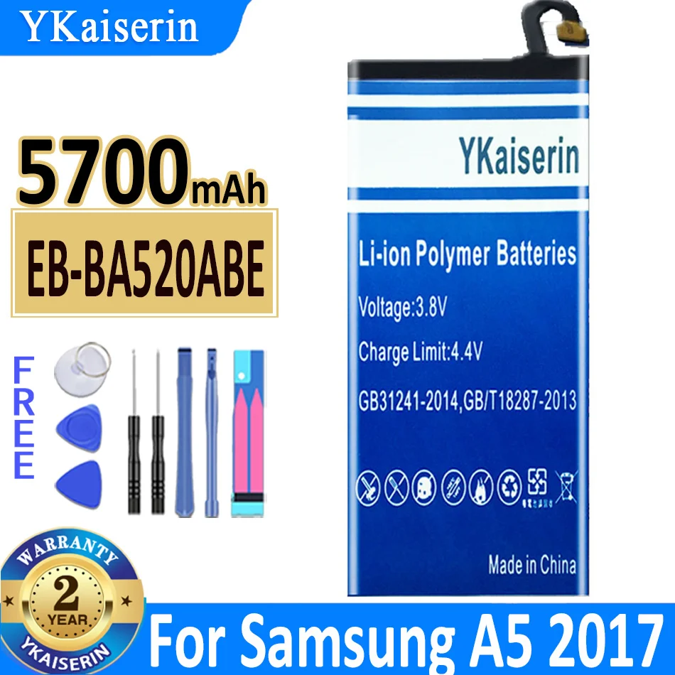 Аккумулятор ykaisin для Samsung Galaxy A5 A 5 2017 A520 A520F, аккумулятор 5700 мАч + Бесплатные инструменты