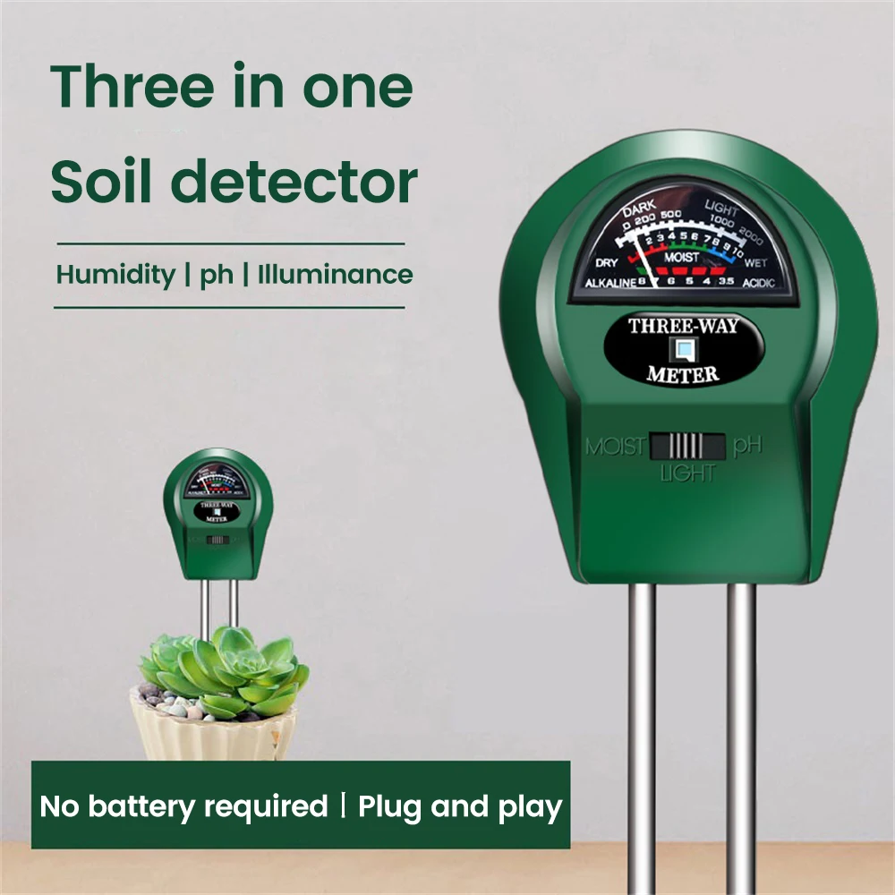 

3 in1 Soil Water Moisture PH Meter Acidity Humidity Sunlight Light PH Test Garden Flowers Moist Sensor Tester Testing Instrument