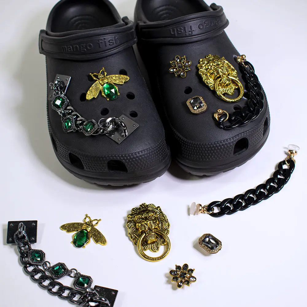

Shoes Decoration for Crocs Punk Crystal Bling Rhinestone Bee Charms Rivets Chains DIY Slippers Accessories Beading for Slippers