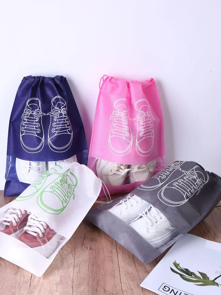 3 PCS Non-woven Storage Bag High Top Shoes Drawstring Beam Mouth Travel Storage Bag Dust Shoe Bag packaging storage bags