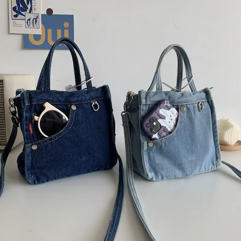 

Denim Jeans Women Shoulder Bag Retro Handbags Fashion Tote Bags for Cool Girl Women Mini Messenger Bags