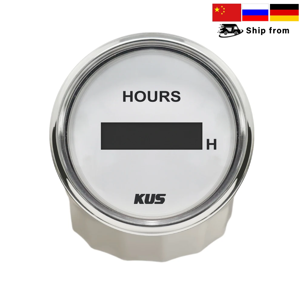 

New KUS 52mm Digital Hour Meter 9-32V LCD Hourmeter Waterproof Time Gauge for Auto Boat with Red/Yellow Backlight Available