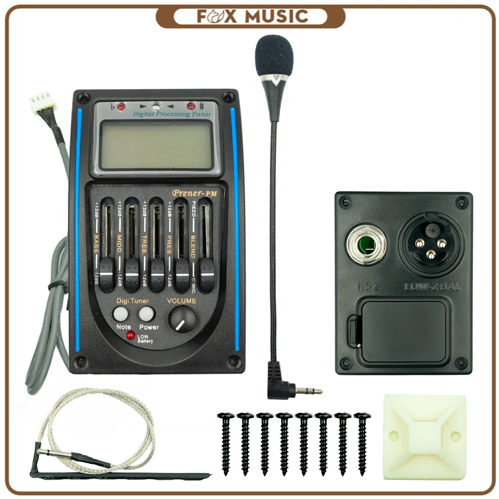 5-полосный Акустическая гитара EQ Preamp PM эквалайзер звукосниматель тюнер ЖК с