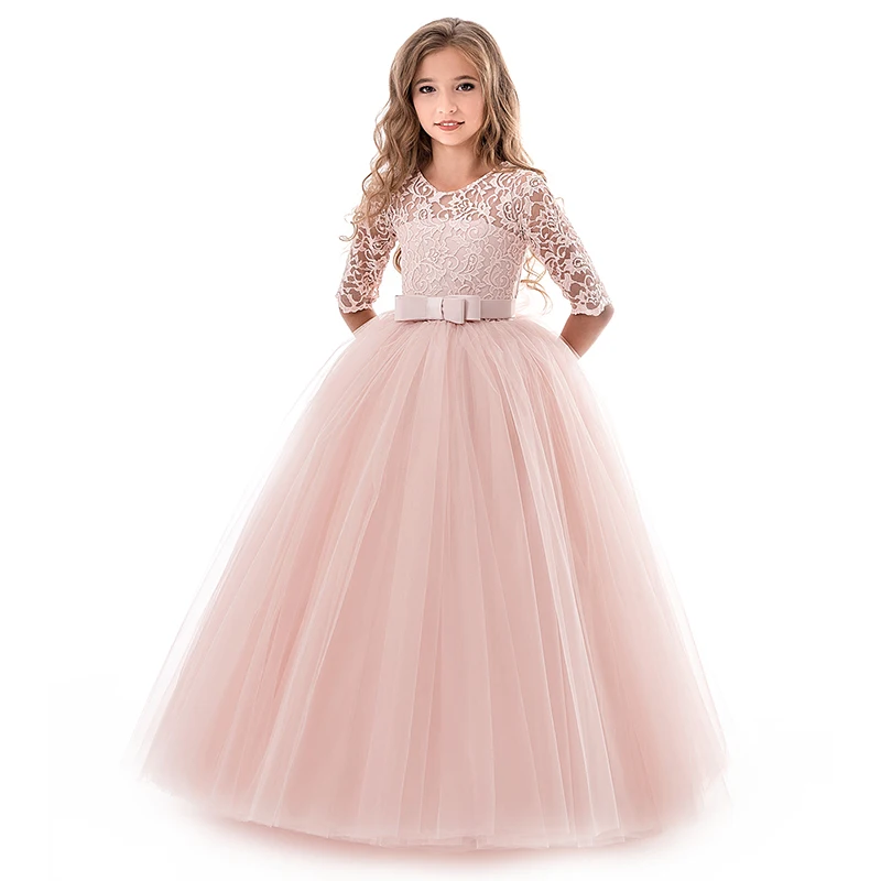 

Kids Bridesmaid Lace Girls Dress For Wedding and Party Dresses Evening Christmas Girl long Costume Princess Children Fancy 6 14Y