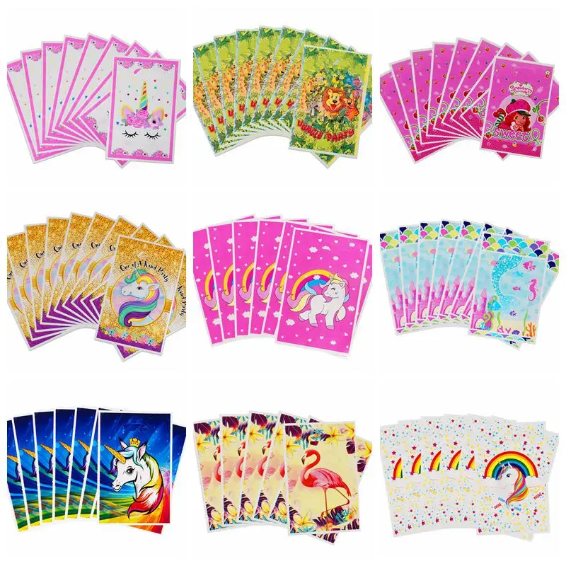 

New 20pcs Unicorn Plastic Gift Bags Candy Flamingo Disposable Bags Birthday Party Favors Children Theme Gift Wedding Decoration