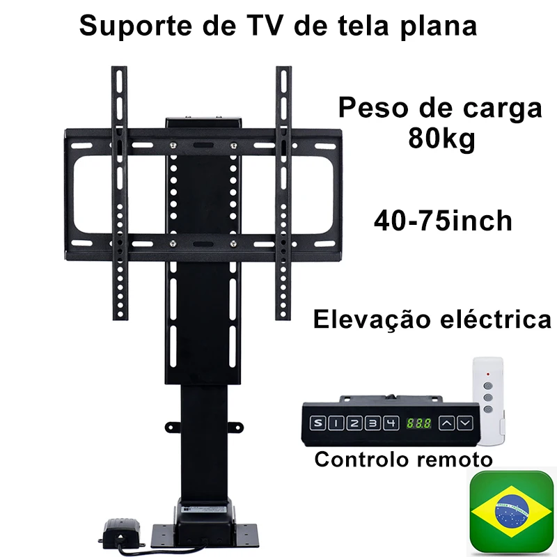 

TV Lift Motorized With Remote Controller 40-75 Inch 80Kg Load Electric Linear Actuator Height Adjustable TV Mount Bracket Stand