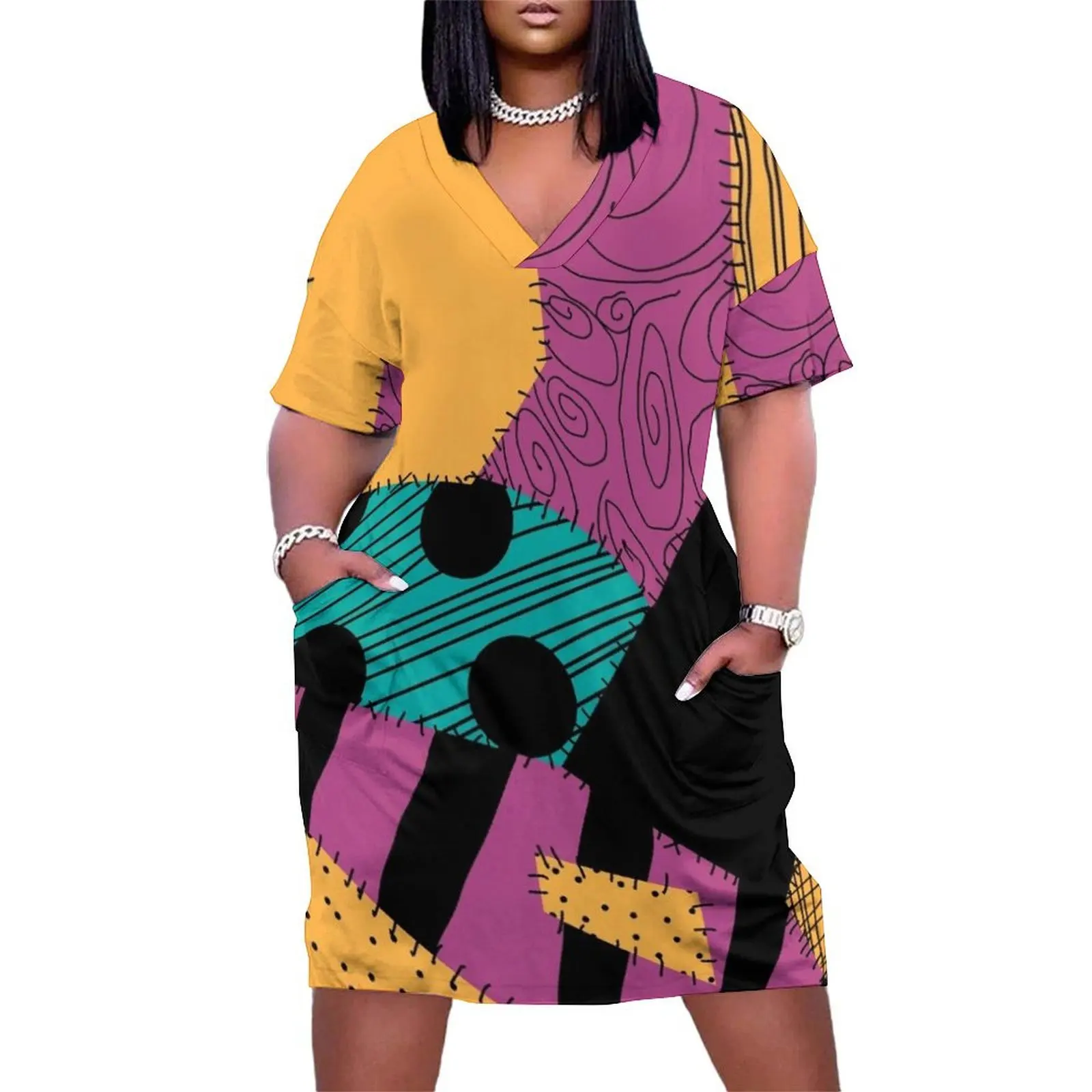 Свободное женское вечернее платье с карманами