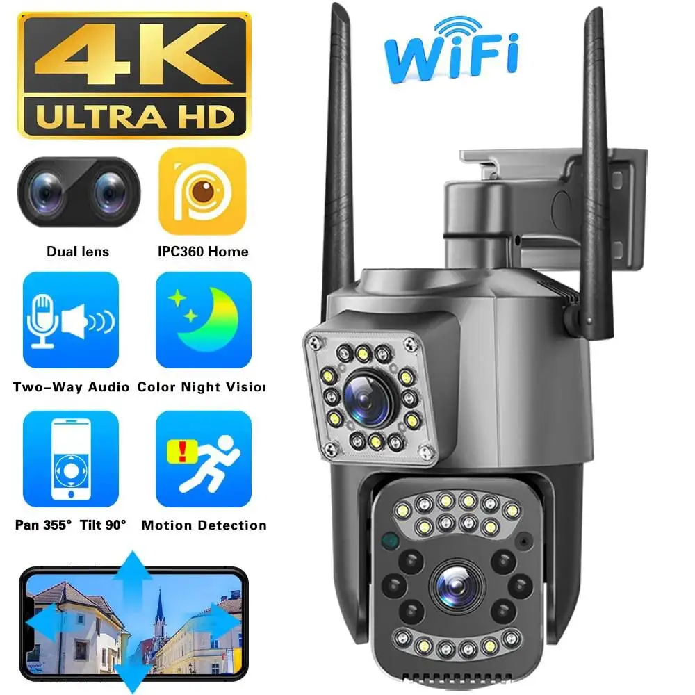 

Wifi IP Camera Bidirectional Voice Intercom CCTV Surveillance Outdoor Digital Cam Night Vision Wireless Waterproof Dual Lens