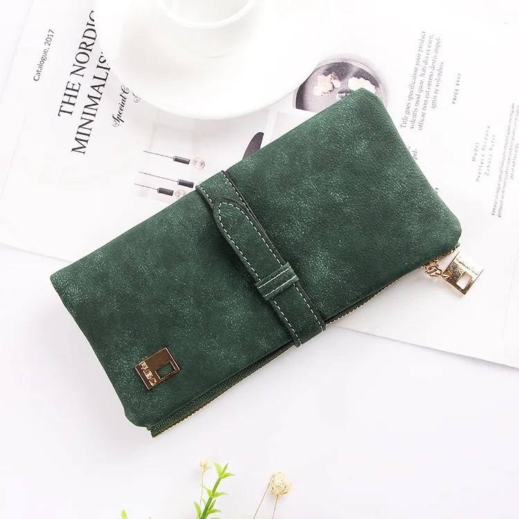 1pcs/lot  Women Wallets Long Purse Two Fold Women Wallets faux suede Zipper Women's Long wallet