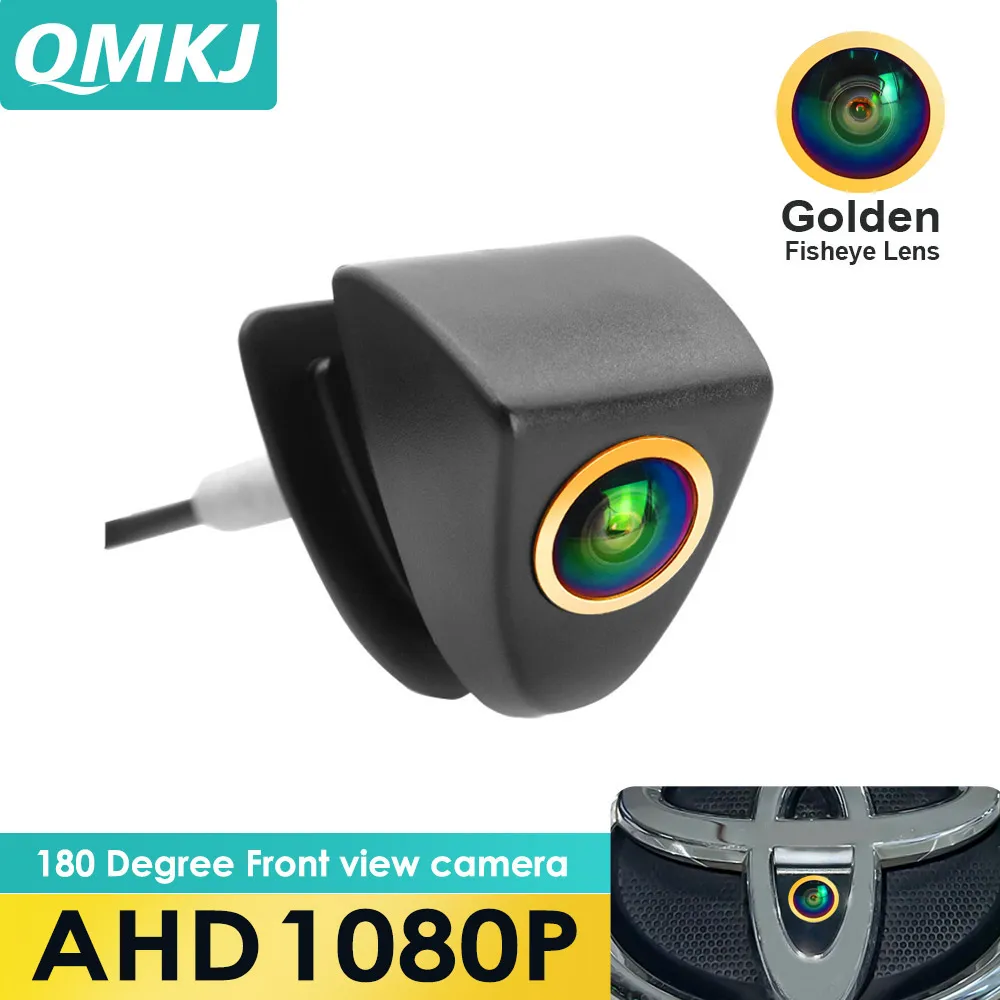 

QMKJ AHD1080P 180-градусная широкоугольная камера с логотипом автомобиля для Toyota Avensis Crown Reiz Prius Prado Camry Yaris Corolla hilux