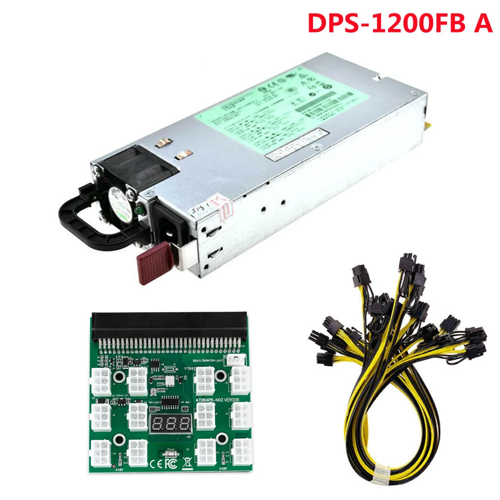 

NEW 1200W Server Source PSU Power Supply For HP DL580G5 DPS-1200FB A Source Breakout Board 12pcs 6pin-to-8pin Cables Mining PSU