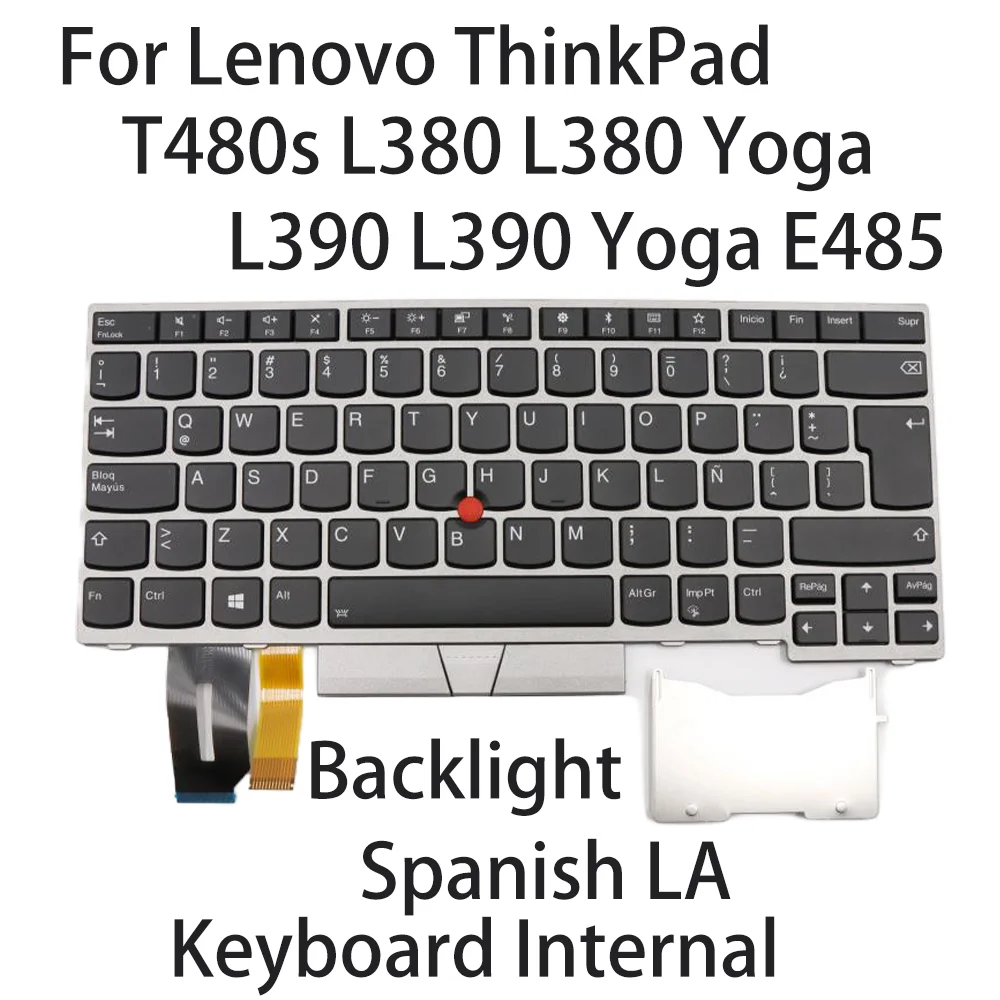 Клавиатура для ноутбука Lenovo ThinkPad T480s L380 Yoga L390 E485 внутренняя испанская подсветка