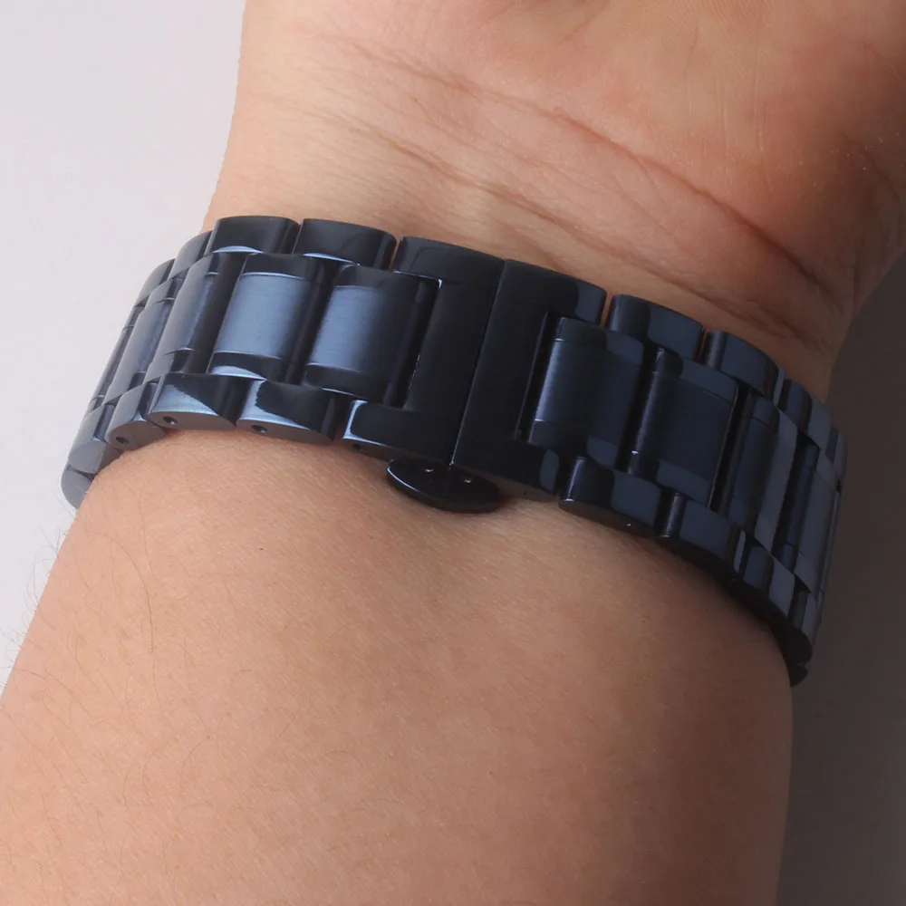 Синий ремешок для часов из нержавеющей стали 18-22 мм