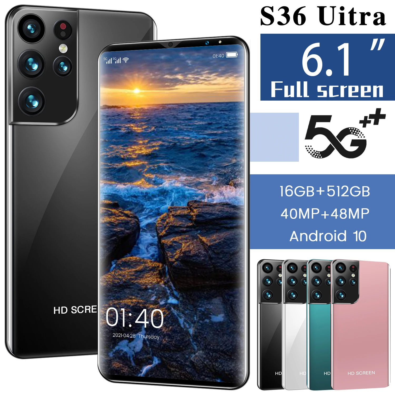 2022 Новый Галактика 6 1 дюймовый S36 Ультра Смартфон 5600mAh Разблокировка 5G Android 10 40+48MP 16+512GB Глобальная версия Мобильные телефоны Celular | Mobile Phone Cases  Covers -1005003771610281