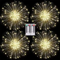 8 modes led firework lights remote control starburst string light battery operated christmas party patio garden hanging decor
