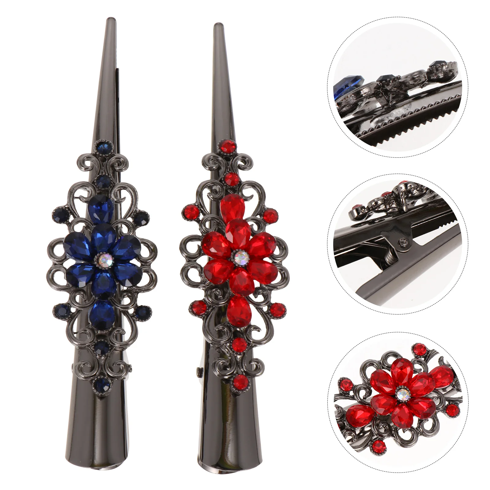 

2 Pcs Rhinestone Horn Clip Hair Accessory Women Barrette Big Hairpin Women's Gifts Headdress Alloy Bobby Frienshipship