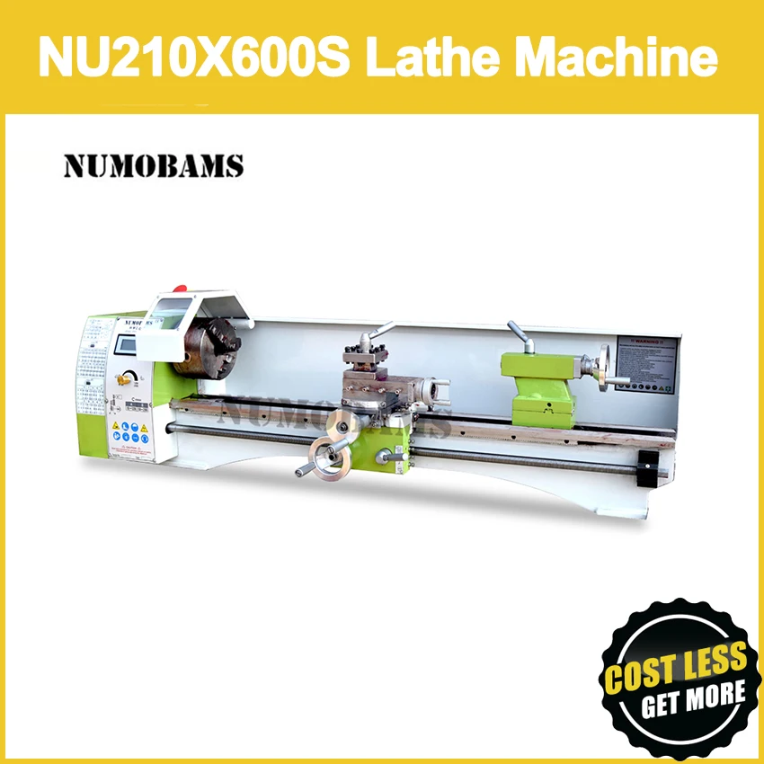 NUMOBAMS NU210X600S 750W Рейтинг мощности выходного двигателя MT5 шпиндель + 125 мм патрон с 600 мм рабочего стола Мини-токарный станок из металла.