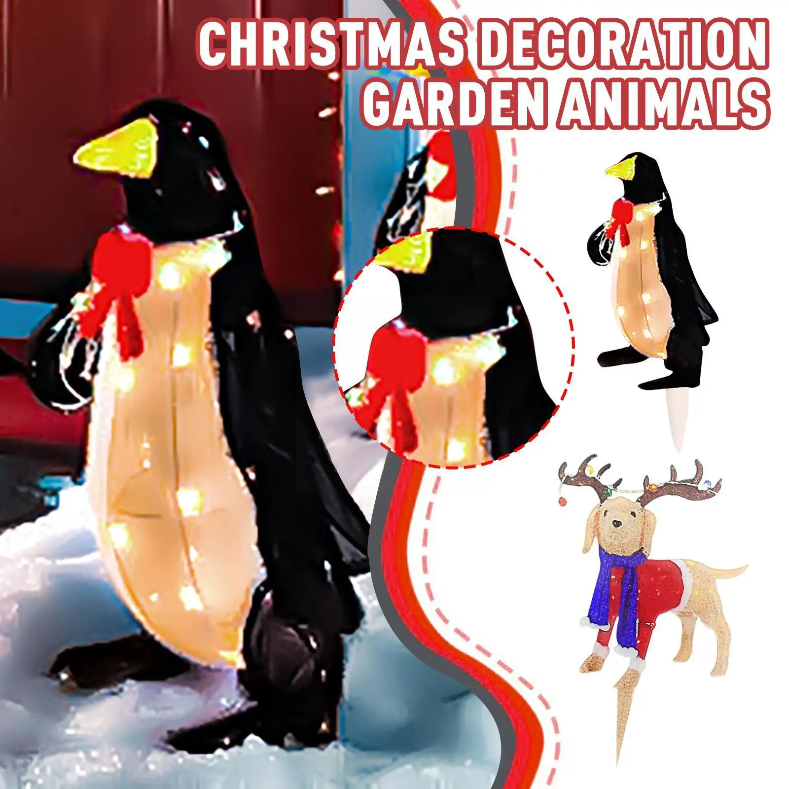

Light-up Penguin Christmas Decorations Glowing Brightening Penguin Holiday Ornaments With Led Mini Lights For Outdoor I5w3