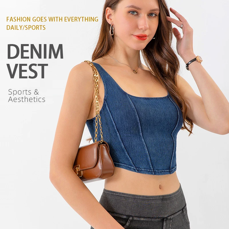 

Europe and The United States New Yoga Cowboy Sports Vest for Women Running Fitness Stretch Back Fashion To Wear A Thin Shirt