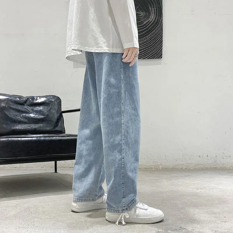 2022 Jeans Men's And Women's Fall Loose Straight Casual Long Pants Fall Feeling Wide Leg Pants Men's Tide Brand Mop Pants
