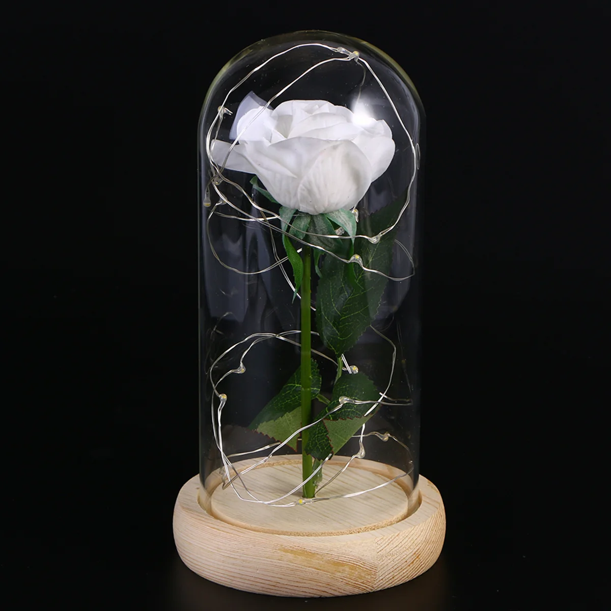 

Christmas Rose Gift for Her, Light Rose in Glass Dome Flower Rose Gift for Mothers Day, Valentines Day, Anniversary