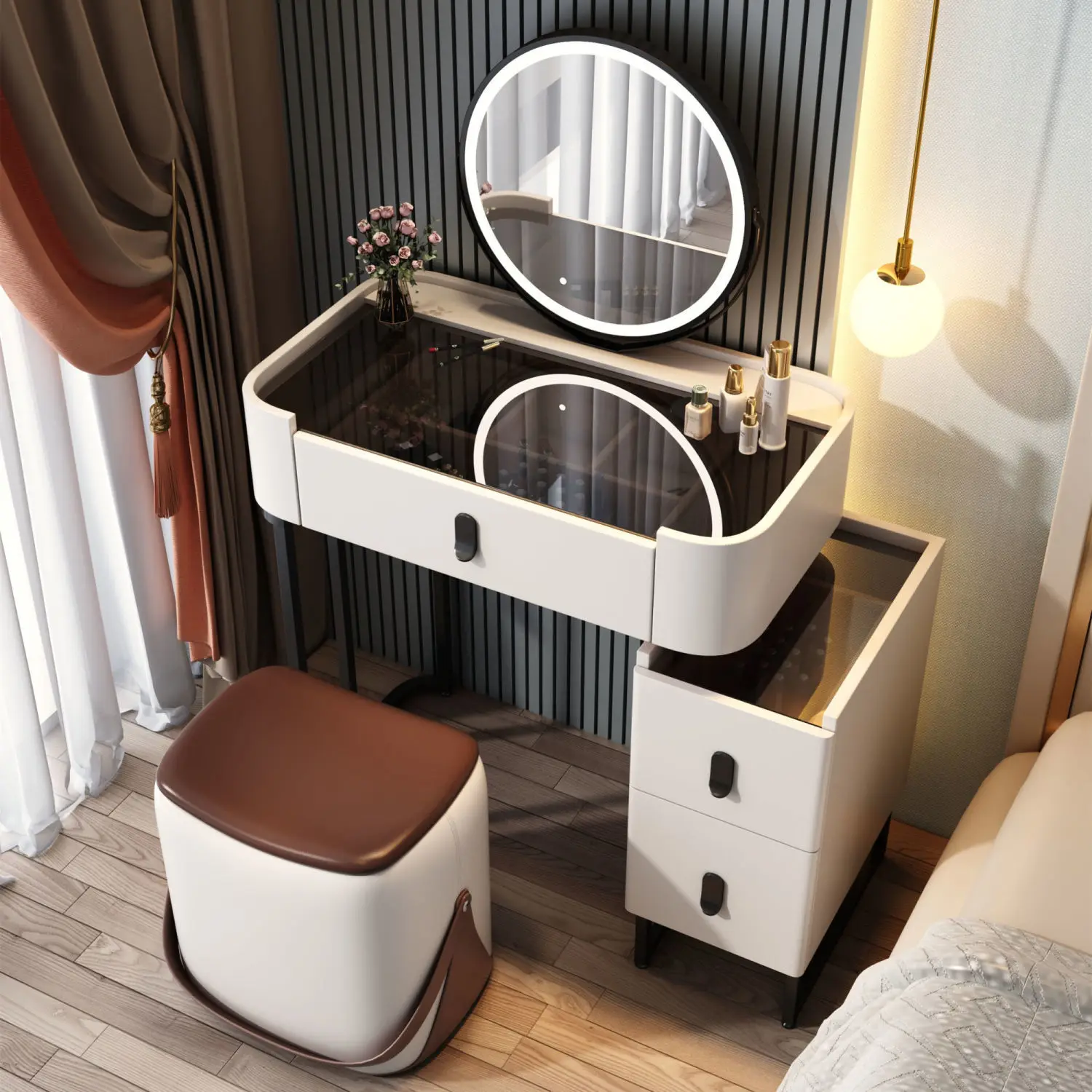 

Led Mirror Vanity Table With Drawers Solid Wood Dressers For Bedroom Dressing Table Vanity Set Bedroom Furniture Sets coiffeuses