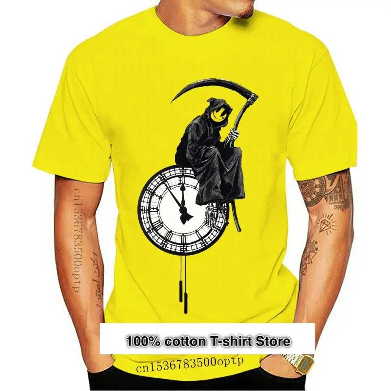 

Camiseta de arte urbano para hombre, camisa divertida de Banksy Grin Reaper Grim Graffiti s, novedad, women-4446A