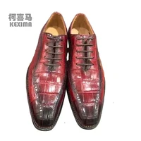 kexima ourui new arrival men dress shoes male shoes man formal shoes crocodile leather men shoes men crocodile shoes wine red