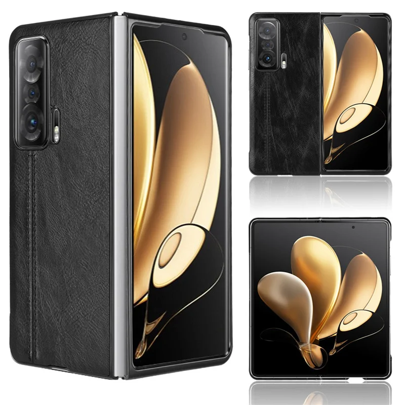 

For Honor Magic V Case Route Calfskin Soft Edge PU Leather Hard Phone Cover For Honor magic v Honor v Case