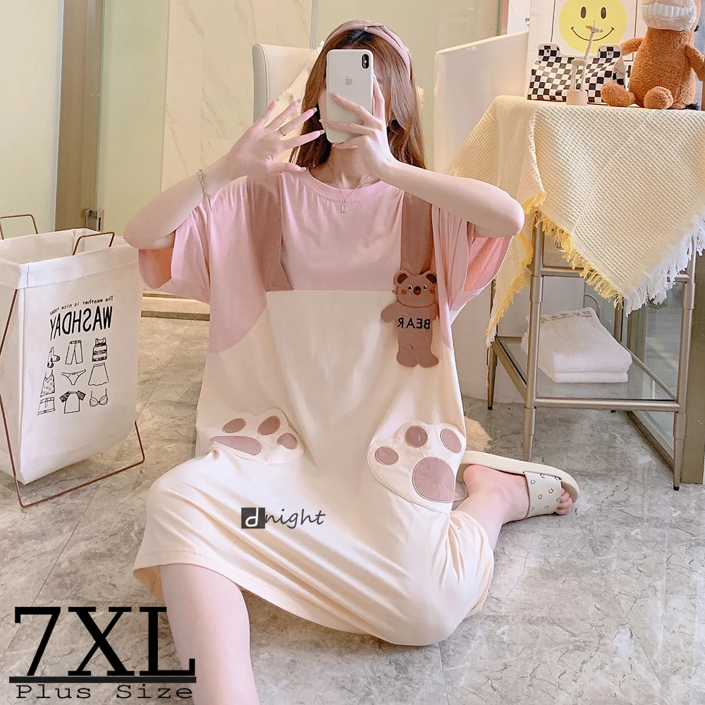 

Plus 7xl Summer women nightdress oversized short sleeve Sleepwear nightgowns women Pajamas sleepdress pyjamas Lingerie nightwear