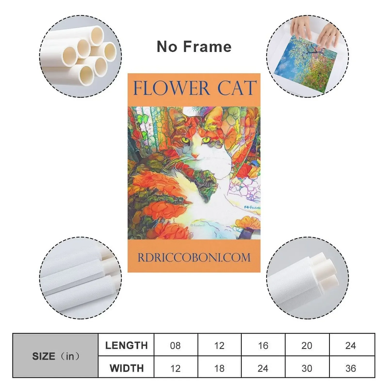 Картина &quotЦветочный кот&quot RD Riccoboni печать на холсте