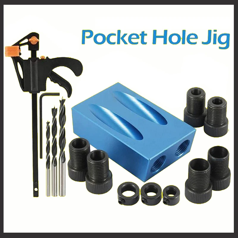 

DIY Woodworking Oblique Hole Locator 15 Degree Angle Drill Guide Set Drill Bits Pocket Hole Jig Kit Hole Puncher