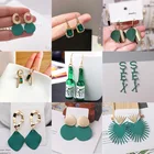 Новые женские серьги зеленого цвета, геометрические эффектные корейские модные бриллиантовые серьги, женские серьги, современные 2022