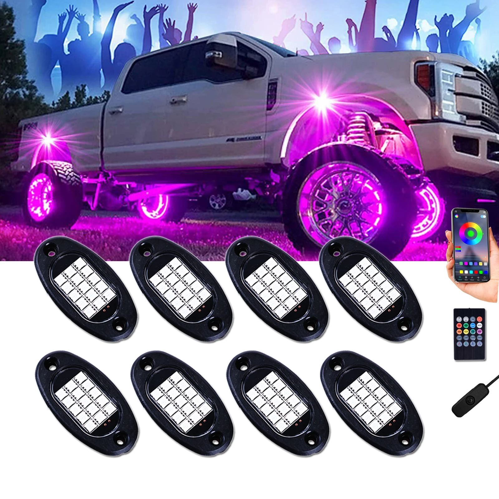 Unionlux 8 подсветки, разноцветные, водонепроницаемые, с Bluetooth