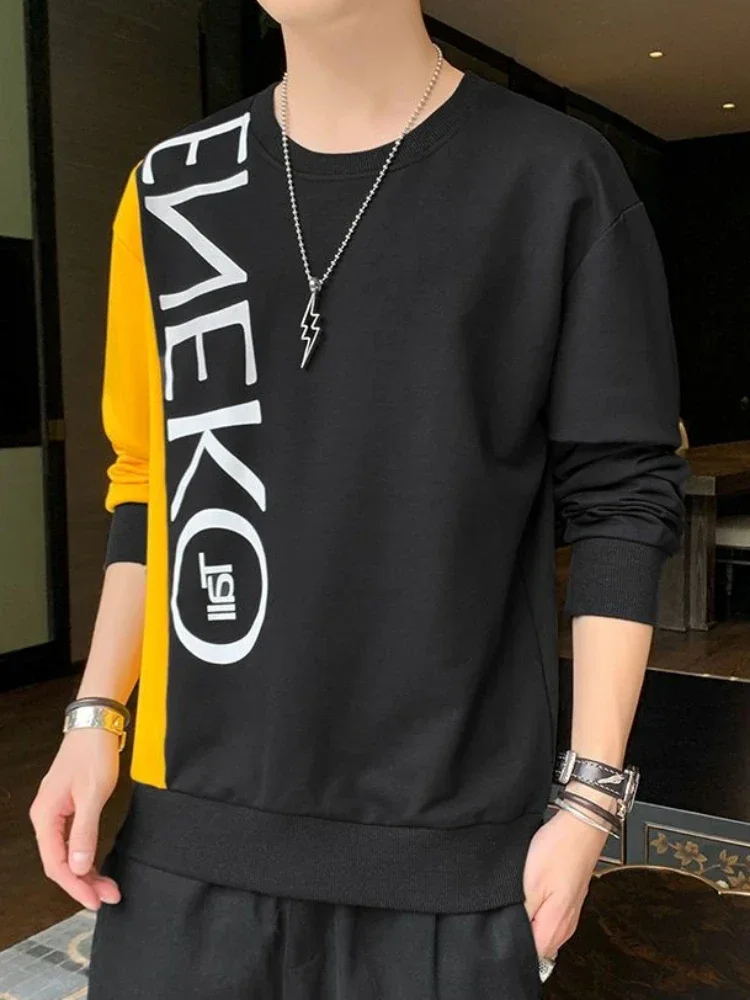 Мужская одежда черный топ свитшоты с вышивкой футболка для мужчин пуловер