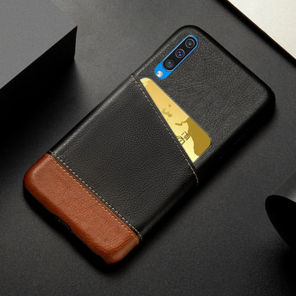 

For Samsung Galaxy A50 A50S A30S Case Mixed Splice PU Leather Credit Card Holder Cover For Samsung A 50 A 50 30 S Fundas Coque
