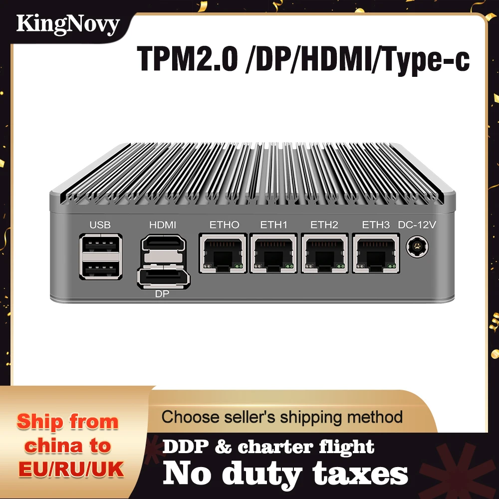 

Мини-роутер 11го поколения без вентилятора TPM2.0 Celeron N5105 Intel i225-V B3 2,5 GbE DP Type-C OPNsense Openwrt брандмауэр прибор Openwrt