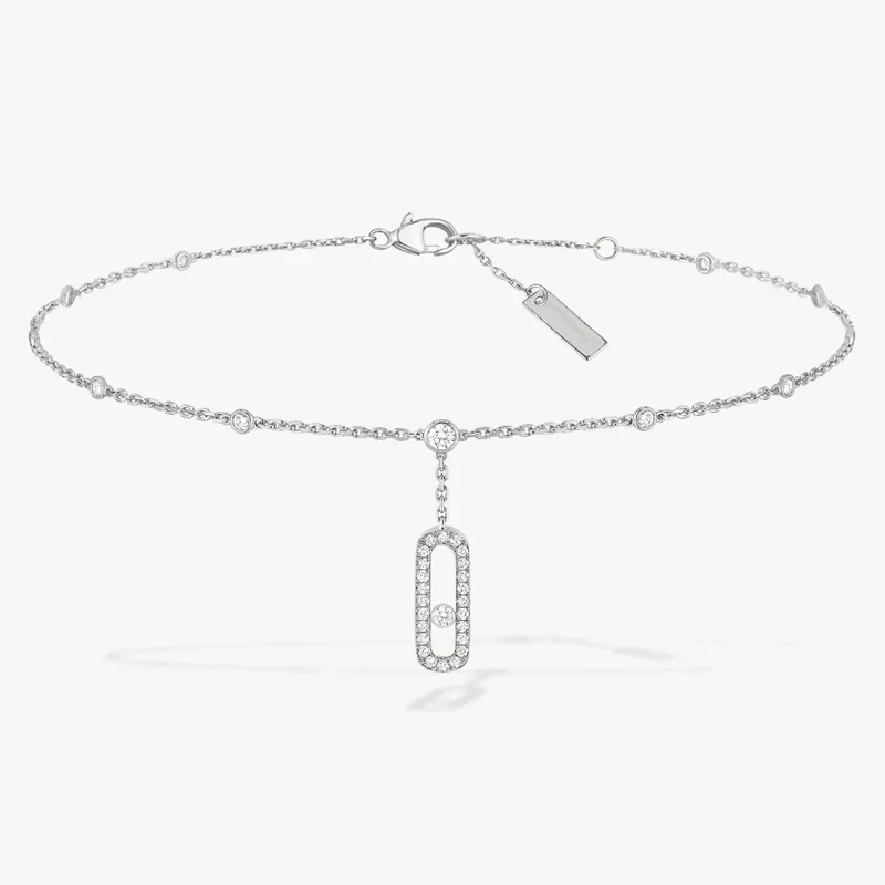 Высочайшее качество из чистого серебра 925 пробы Move Uno Activity Diamond Anklet Chain Браслет для