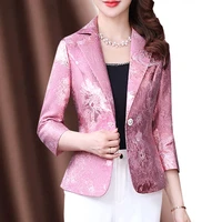 acetate satin print suit womens western style fashion korean british suit women blazer set casual solid full