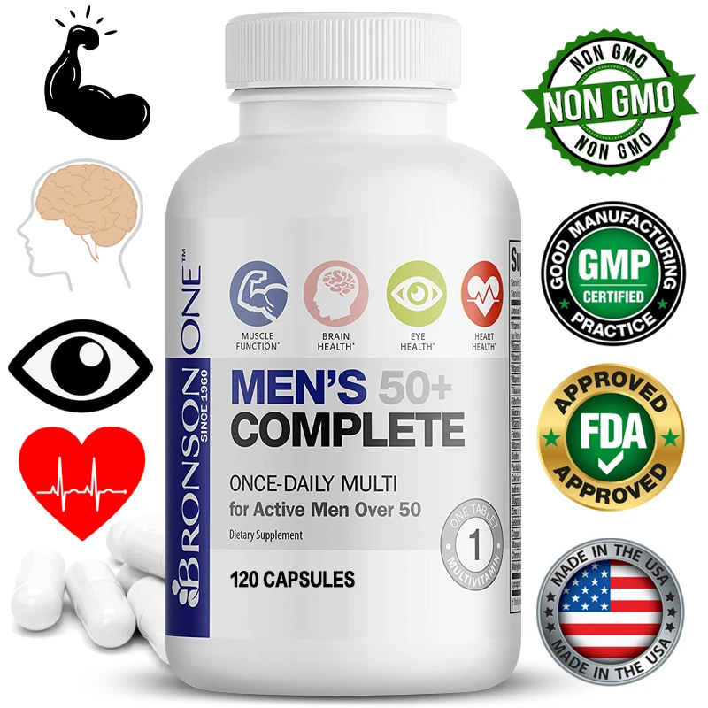 Bronson Men's Complete Once - Daily Multi For Active Men, Multivitamin, Supports Muscle Function, Immunity, Metabolism, & Energy