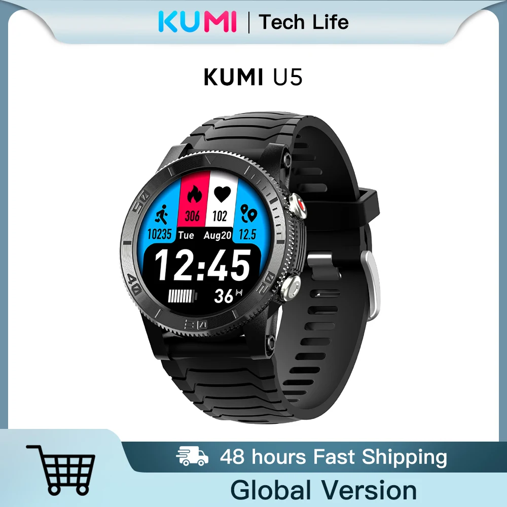 

Смарт-часы KUMI U5 мужские, 1,32 дюйма, пульсометр, оксиметр в крови