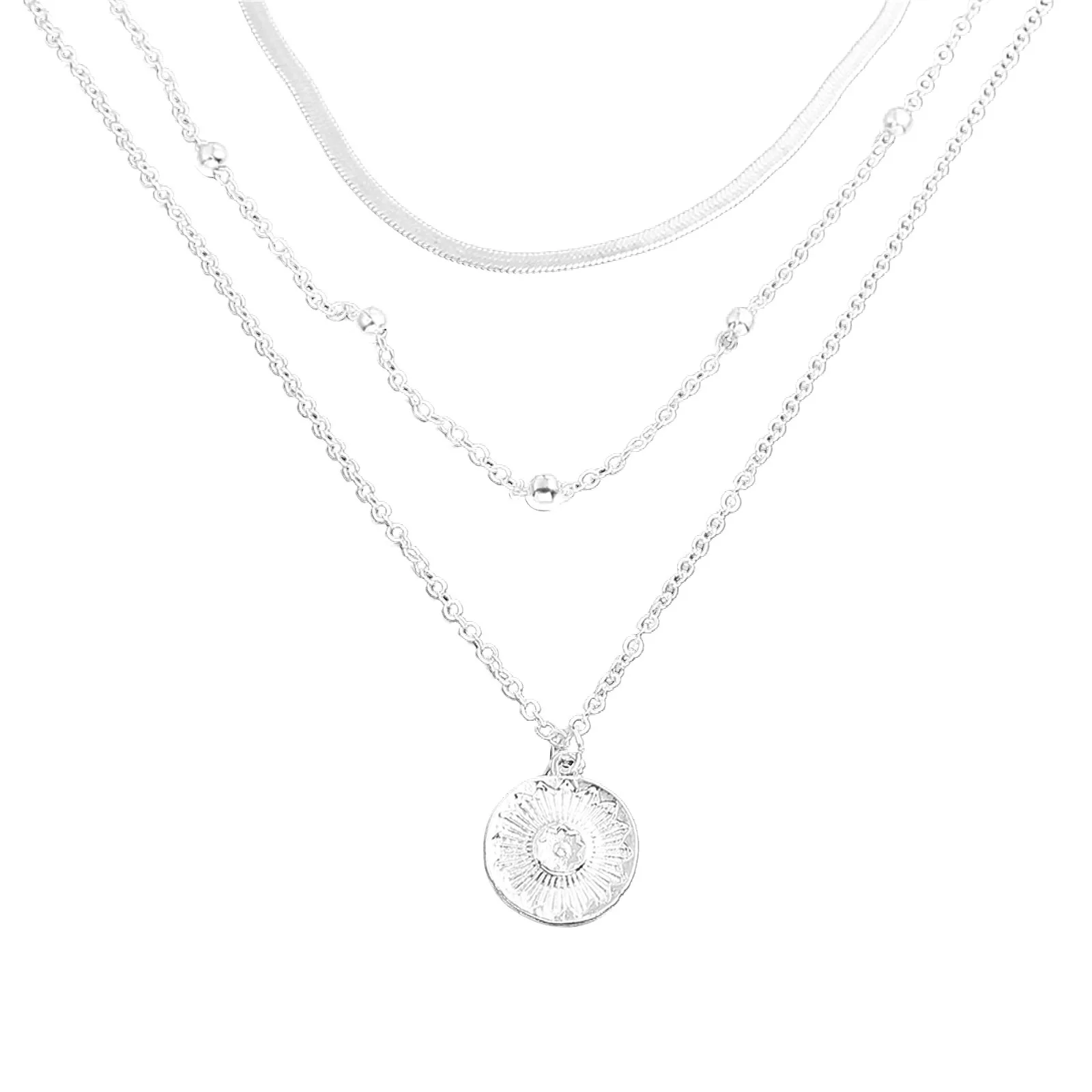 

With Coin Pendant,Silver-plated Necklace,multi-layer Pendant Necklace
