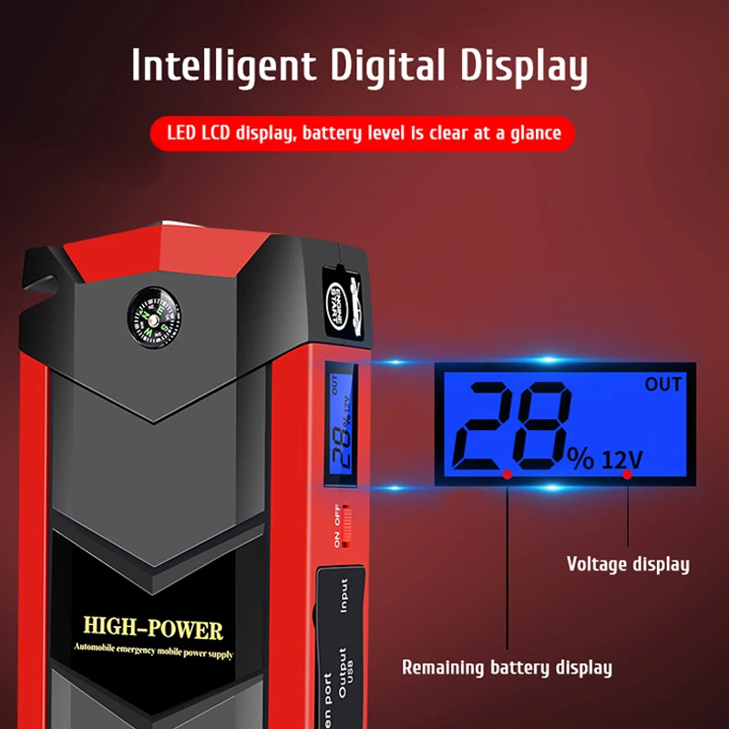 12V автомобильный стартер Power Bank 20000mAh портативный аккумулятор с светодиодный