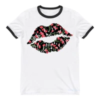 summer fashion t shirt women clothes 2022 sexy flowerleopardgolden lips tshirt femme white casual short sleeve t shirt female