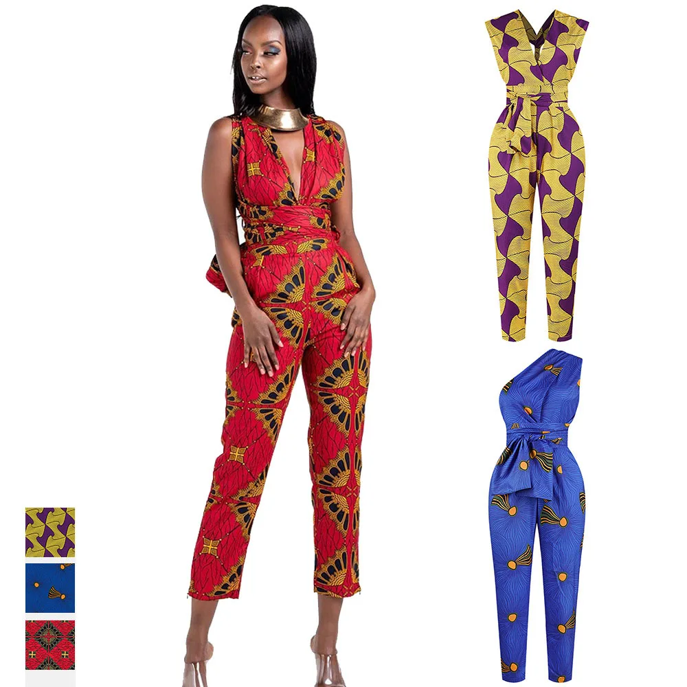 

Модная африканская одежда для женщин, комбинезоны, летние брюки в этническом стиле, одежда в нигерийском стиле