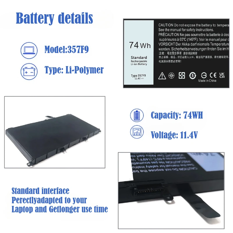 357F9 Аккумулятор для ноутбука Dell Inspiron 15 7000 7559 7557 7566 7567 5576 5577 INS15PD-1748R 0GFJ6 71JF4 071JF4 0357F974wh