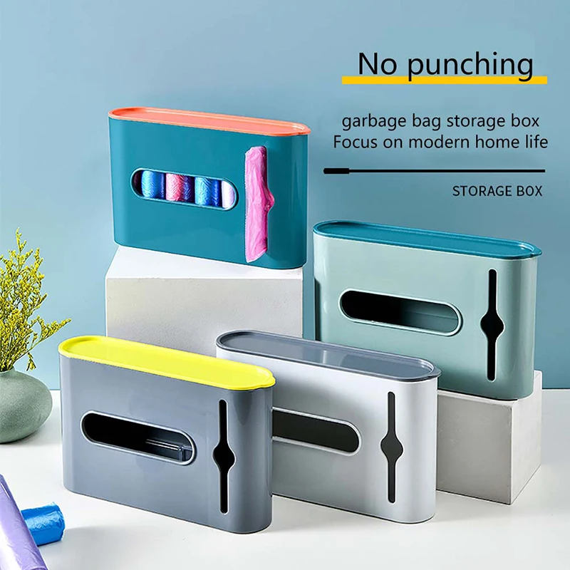 

Настенный пластиковый контейнер для мусорных пакетов, многофункциональный дозатор для мусорных пакетов, кухонный органайзер для ванной ко...